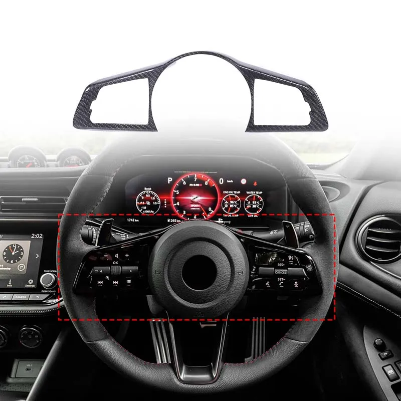 

For Nissan 400Z Real carbon fiber Car styling Car steering wheel key frame decoration sticker interior protection accessories
