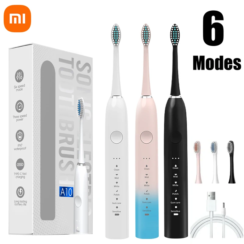 Xiaomi USB Rechargeable Tooth Brush Adult 6 Clean Modes Sonic Electric Toothbrush Washable Teeth Whitening and Cleaning Brush