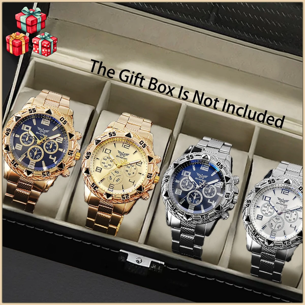 

Новинка 2025, горячая распродажа, мужские деловые синие легкие стеклянные стальные ремешки, кварцевые часы с тройным глазом, подарок на праздник