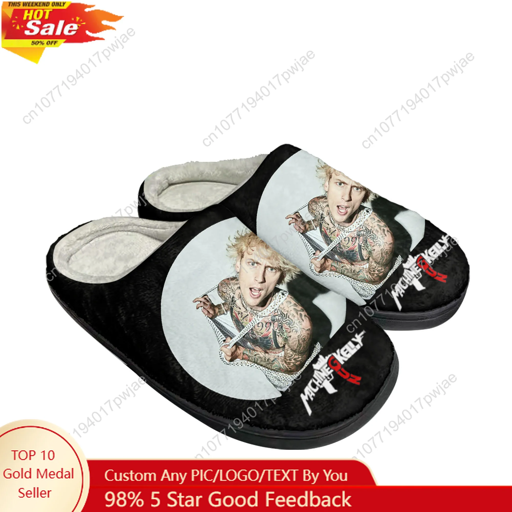 

M-Machine Gun K-Kelly MGK Home Cotton Custom Slippers Mens Womens Plush Bedroom Casual Thermal Slipper Custom Shoes