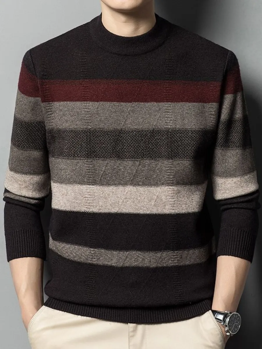 

Men's Winter Thiened Long Sve Sweater f Zipper Collar Dad Sle Yarn Fine Winter Woolen Knitwear for Middle-Aged And ...