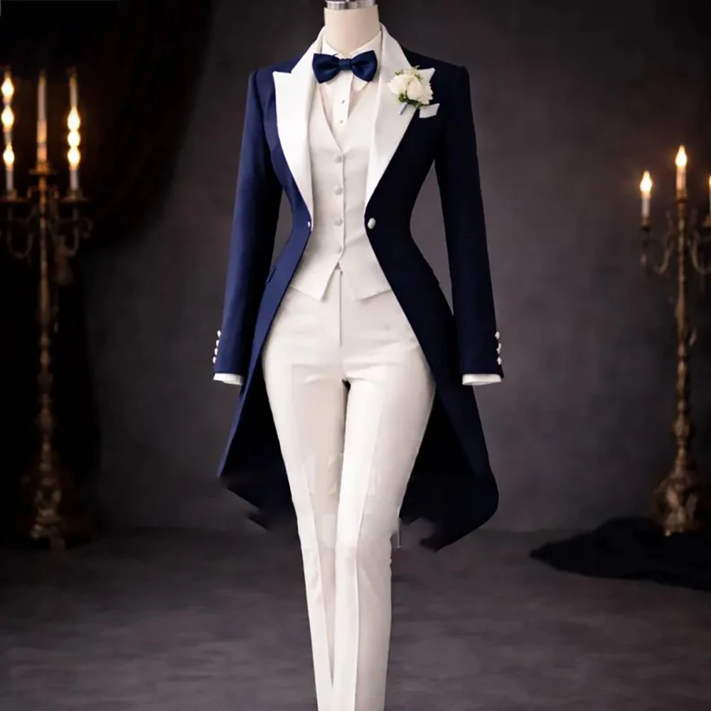 

Luxury Women's Suits Blazer Fashion One-button Peak Lapel Slim Fit 3 Piece Jacket Pants Vest Formal Tuxedos Blazer