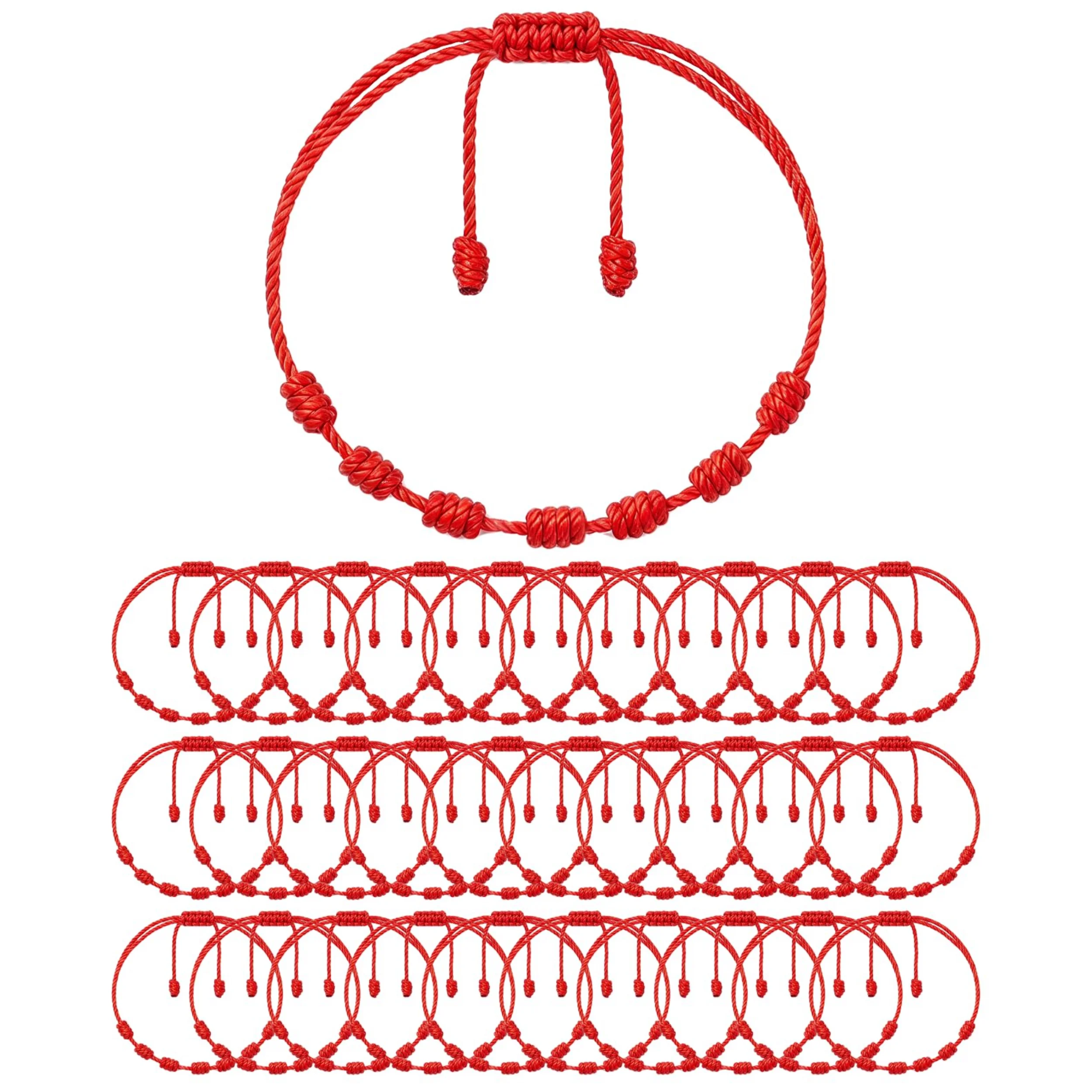 2/4/24 Pcs Red String Bracelet for Women Men, Adjustable 7 Knot Protection Bracelets, Lucky Pulsera Roja Cord Gift