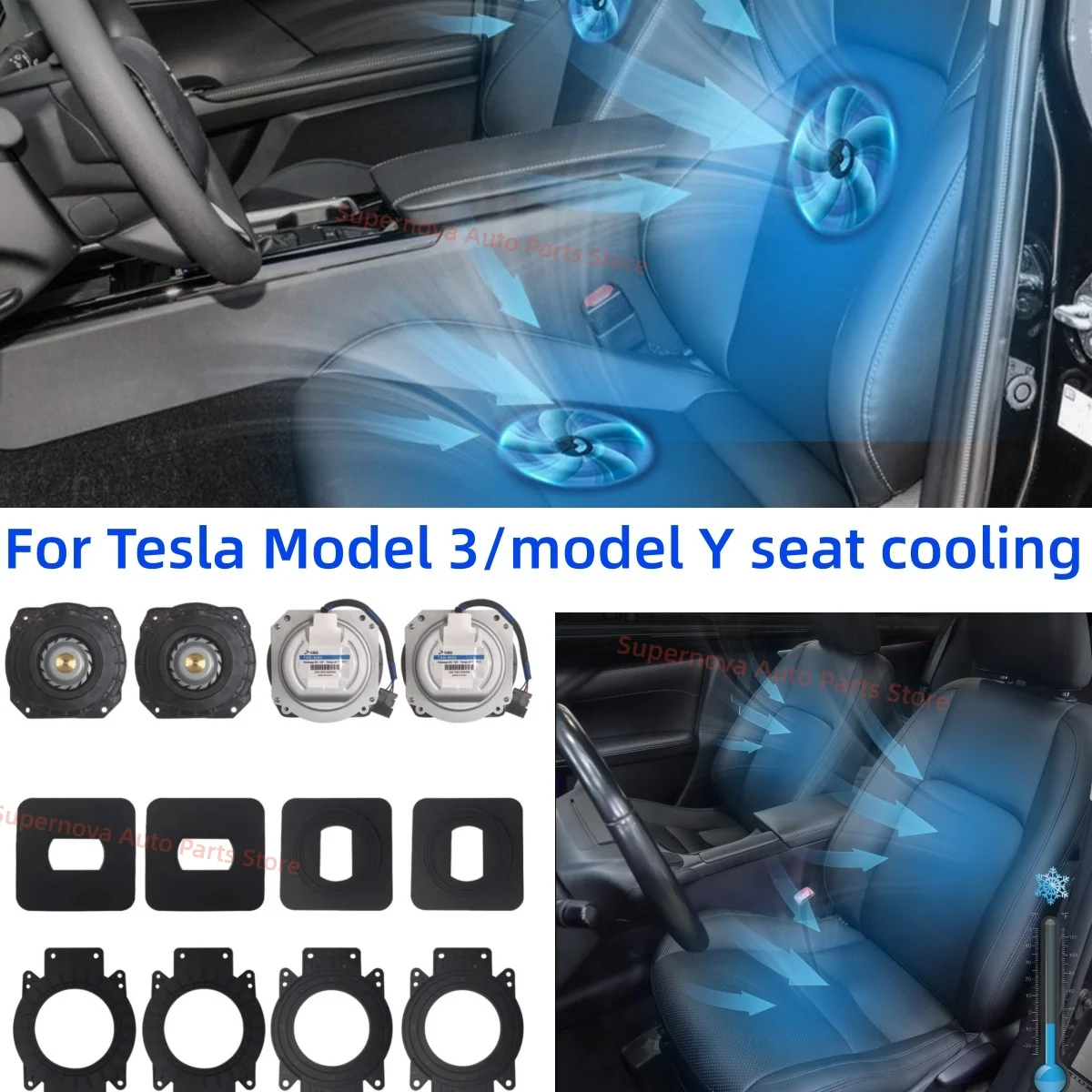 Car accessories Seat ventilation For Tesla Model 3 model Y seat cooling Vehicle-mounted electrical fan Seat leather cover New