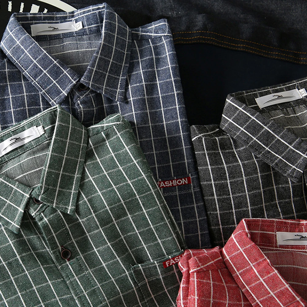 قميص رجالي طويل الأكمام منقوش بطية صدر ، قمم فضفاضة عارضة ، أزياء زوجين ، بيع التخليص ، الجملة ، انخفاض الشحن