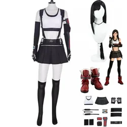 Anime Game Final Fantasy VII Tifa Lockhart Cosplay Costume Wig Skirt Fighting Uniform Shoes Woman Sexy Carnival Halloween Suit
