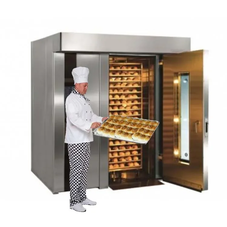 Top Quality Stainless Steel Big Bread Baking Machine Gas Bakery Equipment Hot Air Rotary Oven