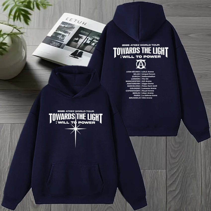 2025 Kpop Ateez نحو الضوء: Will To Power World Tour البلوز الرجال النساء موضة عادية هوديي للجنسين كنزة صوف