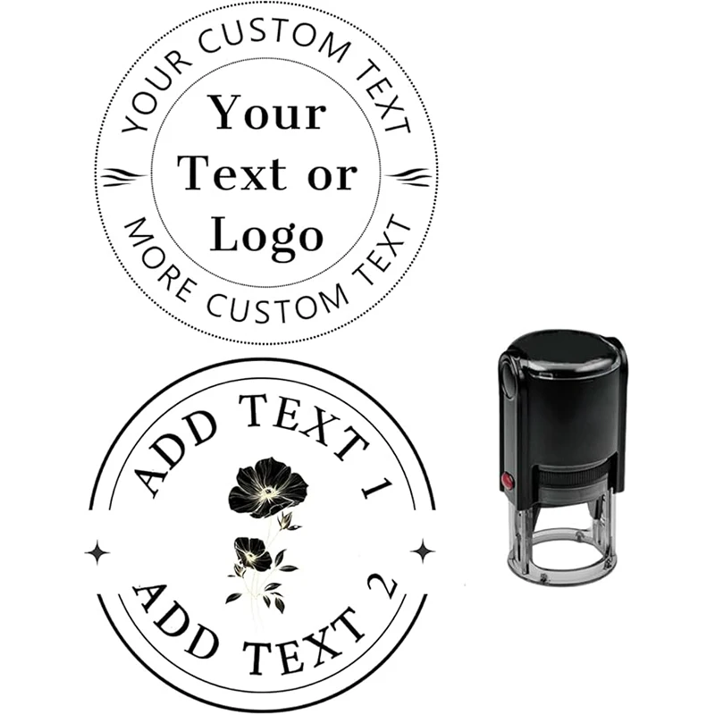 25 mm personalisierter Logo-Stempel, individuelles Bild, selbstfärbender Stempel, 5 Tinte, rund, kleine individuelle Business-Logo-Textstempel