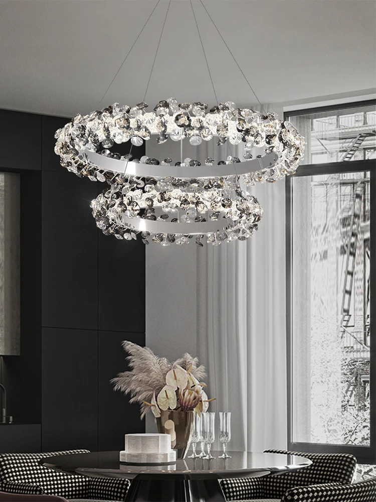 Mordern Luxury Sun Flower Crystal Rings Chandeliers For Living Room Nordic Home Decor Hanging Lighting Ceiling Chandelier Lustre