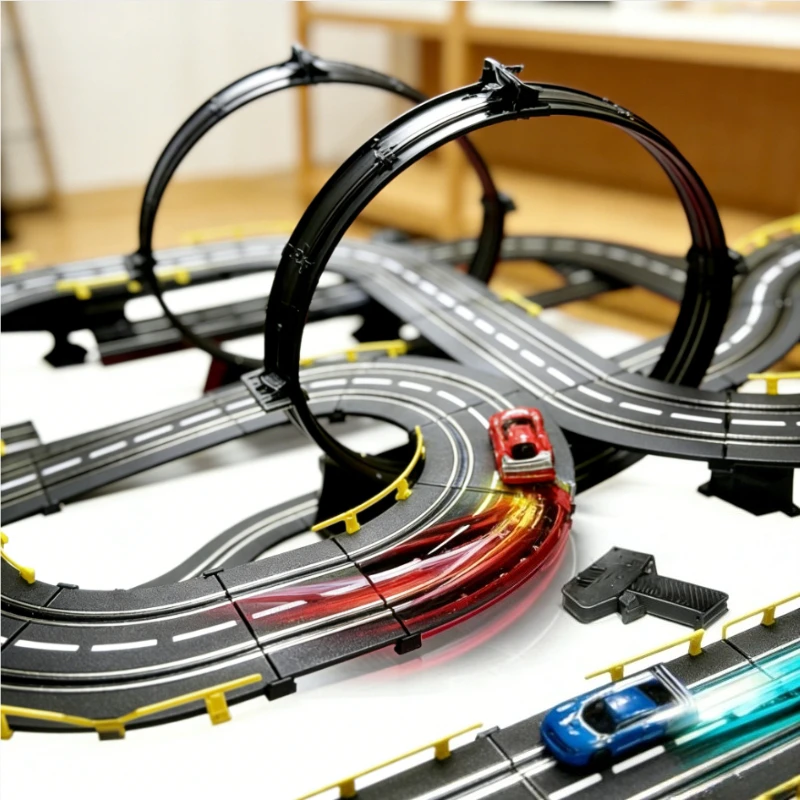 1:43 Elektryczny Autodrom z Podwójnym Pilotem, Tor Wyścigowy, Zabawka Autorama, Model Samochodu Wyścigowego, Bez Baterii