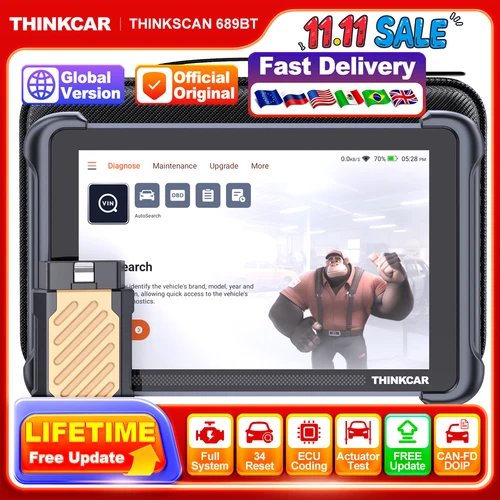 THINKCAR THINKSCAN 689BT escáner automático sin vida profesión 34 reinicio ECU codificación bidireccional DOIP OBD2 herramientas de diagnóstico de coche