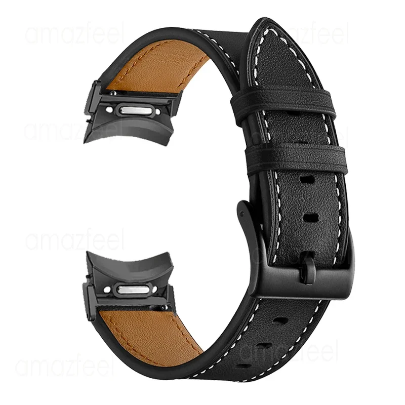 Quick fit Strap For Samsung Galaxy Watch 7 6 5 4 40/44mm Leather Watchband For Watch 6 Classic 43/47mm No Gap Curved end Adapter