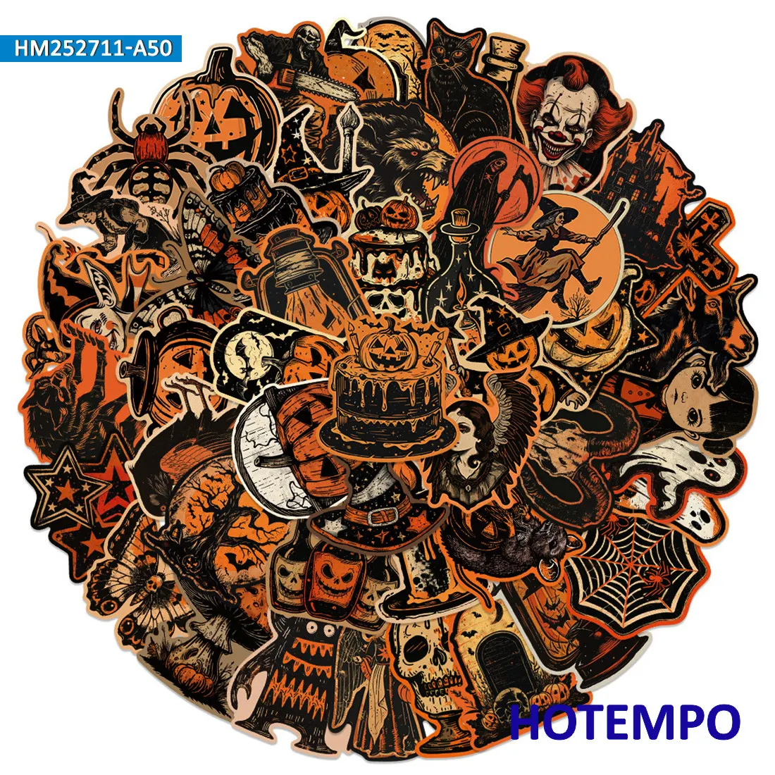 مجموعة ملصقات الهالوين الرعب، الساحرة الوحش شبح شيطان اليقطين، لأجهزة الكمبيوتر المحمول هاتف السيارة دراجة نارية، حزمة ملصقات ممتعة، 20/30/50 قطعة #6