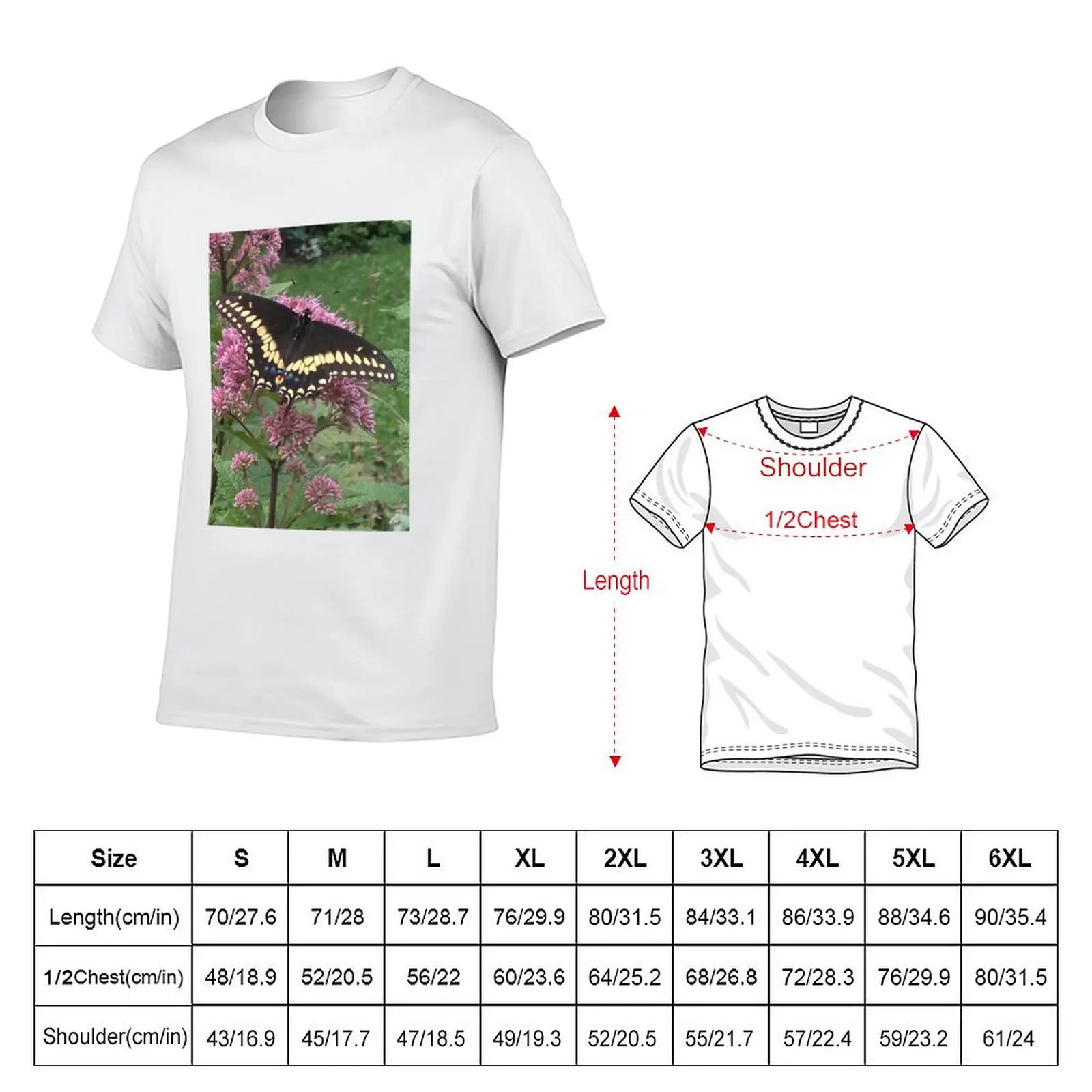 Black Swallowtail T-Shirt Fashion Print Casual Short Sleeve