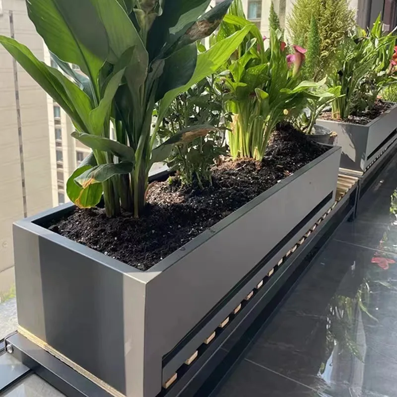 Light luxury simple outdoor waterproof with water tray flower box indoor and outdoor balcony shopping mall roof terrace species