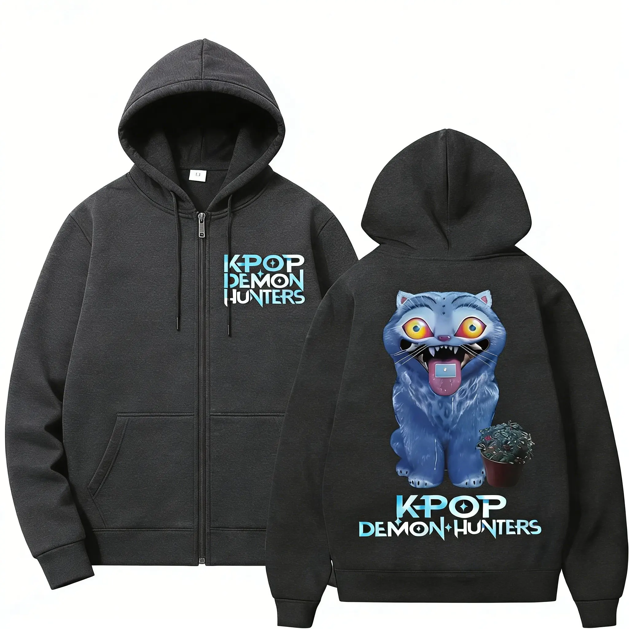 

Мужская толстовка на молнии Kpop Demon Hunters с аниме-принтом, уличная повседневная одежда, осенняя коллекция 2026, лонгслив