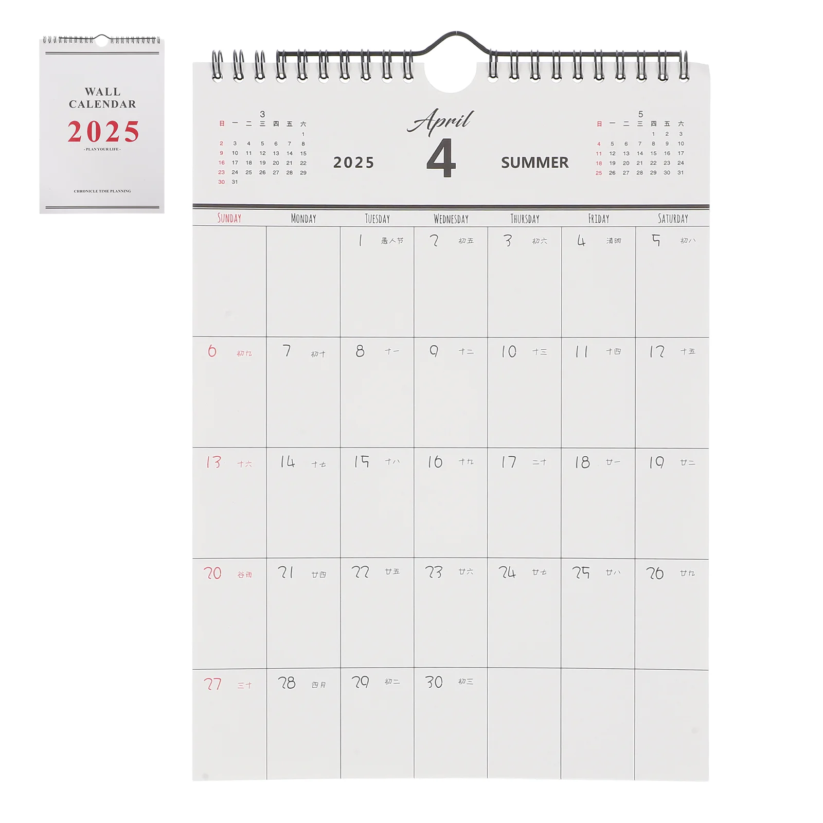 Wall Mounted Calendar Office Advent Large for Daily Planner Monthly 2025 Chinese Check Family