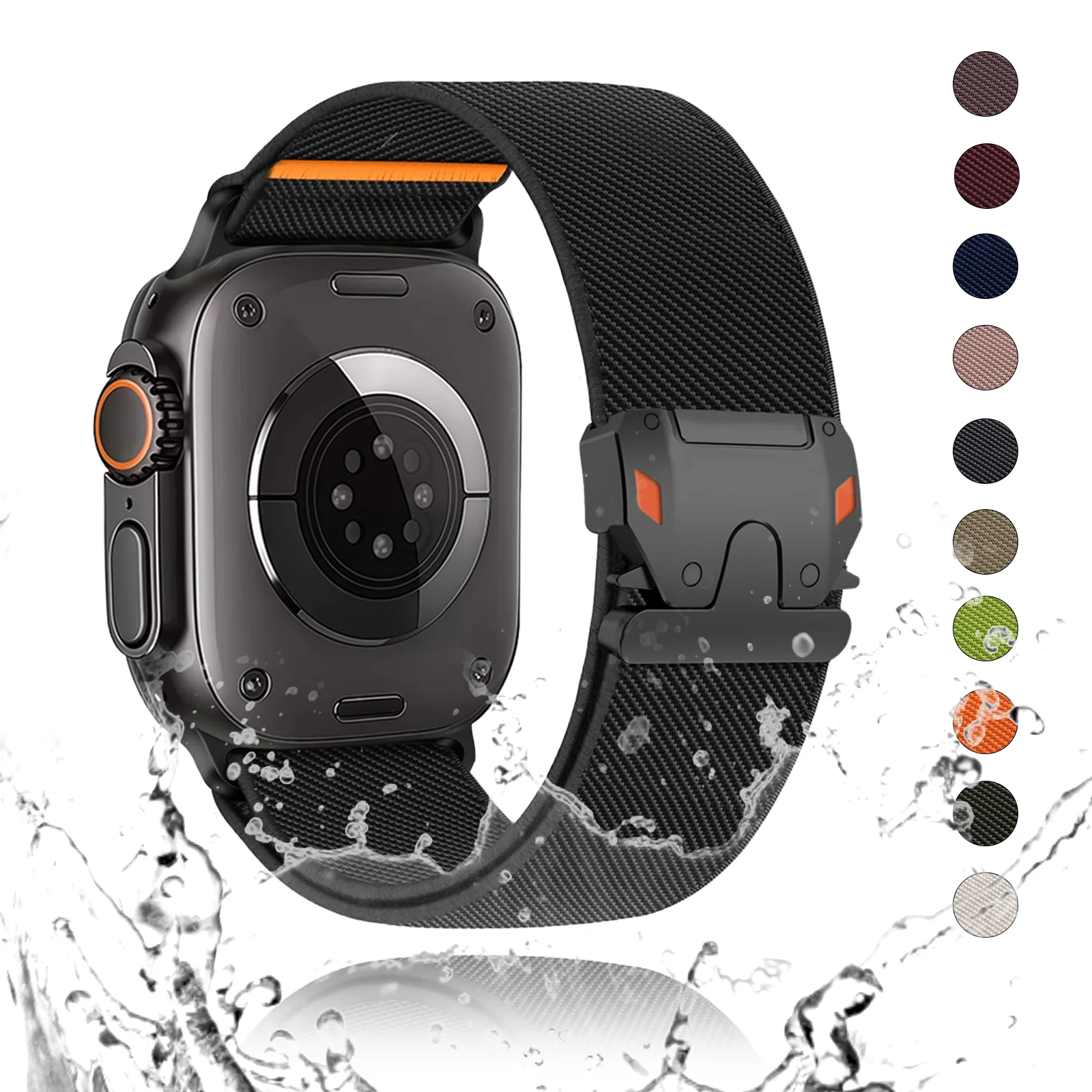 

2Pcs Water Resistant Nylon Elastic Band For Apple Watch Ultra 2 49mm 10 9 8 7 45mm 41mm 44mm 46mm 42mm IWatch Series 6 SE