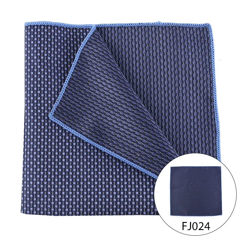 Pocket Square Men Fashion Silk Handkerchief Navy Blue Handmade Hanky Luxury Brand Design Pocket Square Microfiber Jacquard Pocke