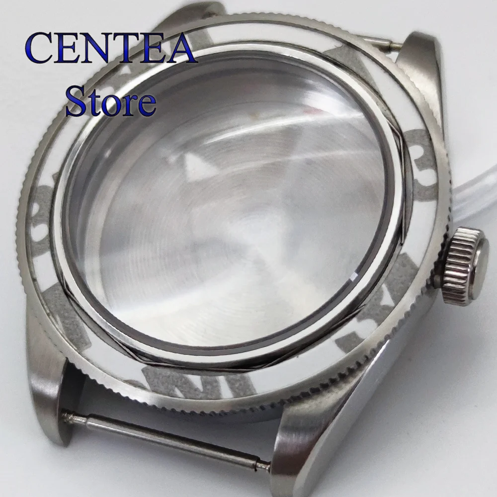 Caja de reloj plateada RICHUS de 39mm, resistente al agua de 200m, cristal de zafiro con cúpula estéril, cubierta inferior sólida compatible con movimiento NH35 NH34 NH36