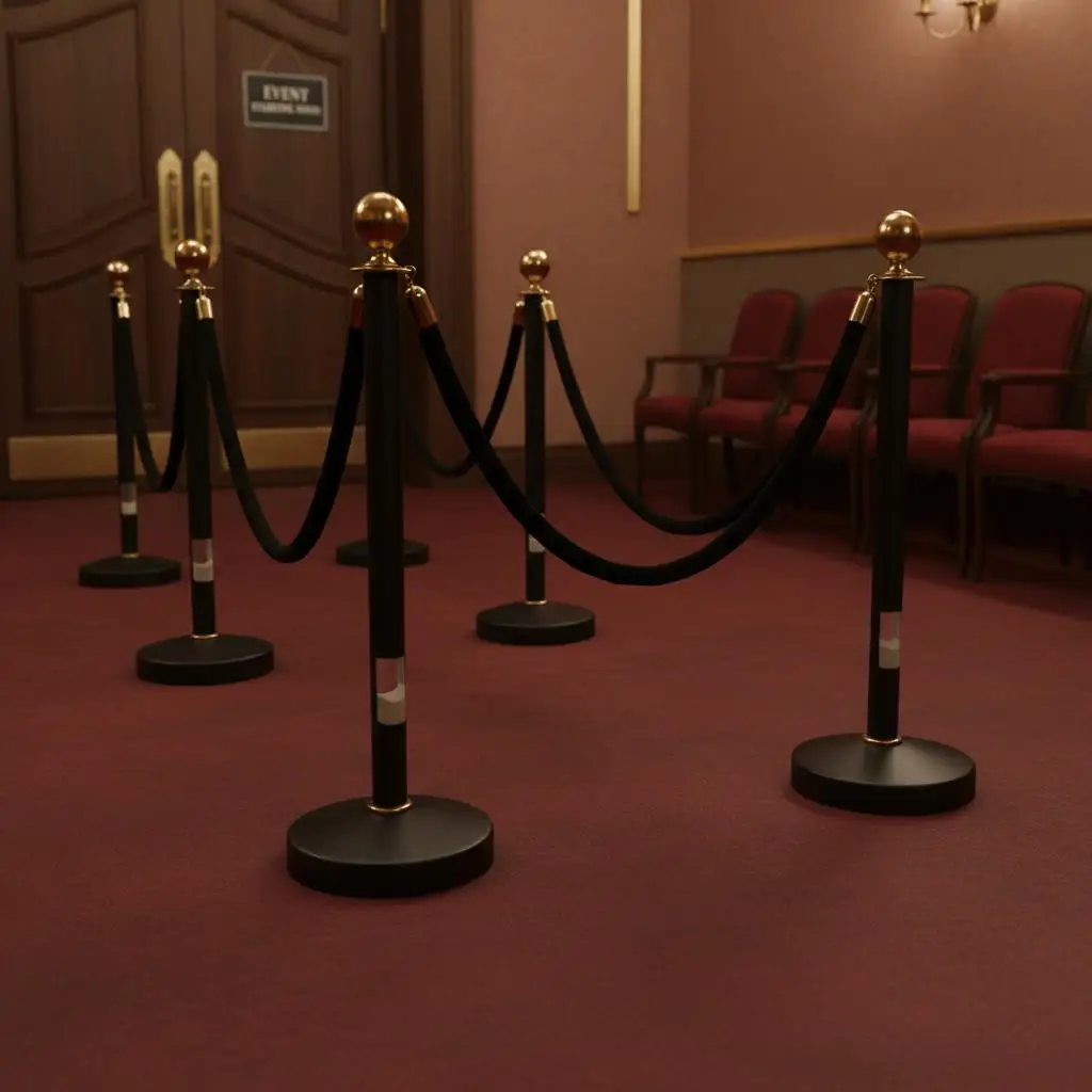 

Барьеры для контроля толпы, 6 шт., для кинотеатров, мероприятий с красной дорожкой, лобби отелей, полированные металлические стойки с утяжеленным основанием, черные.