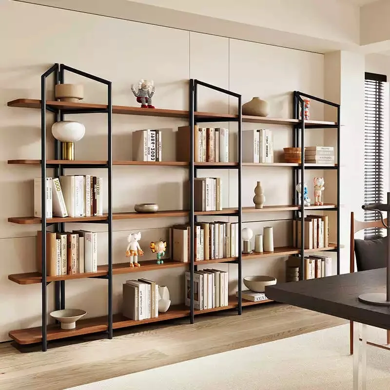 

American solid wood bookshelf floor-to-ceiling living room office storage partition display rack practical items storage locker