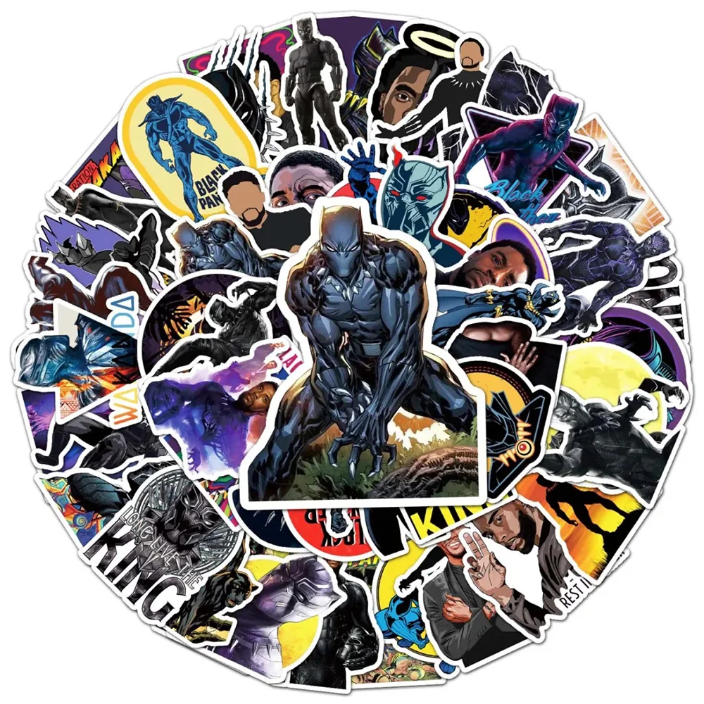 10/30/50PCS Disney Marvel Superhero Black Panther Sticker Cartoon DIY Car Laptop Luggage Skateboard Graffiti Decals Fun for Kids