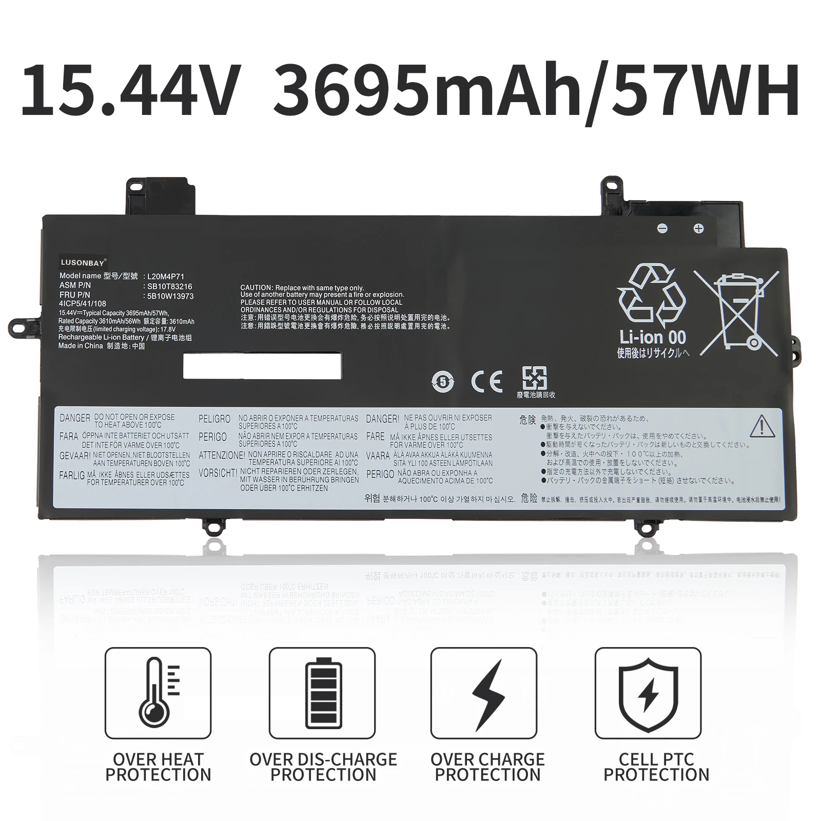 

LUSONBAY L20C4P71 Аккумулятор для ноутбука Lenovo ThinkPad X1 Carbon Gen 9 10 X1 Yoga 6-го 7-го поколения 6 7 L20D4P71 L20L4P71 L20M4P71 57WH