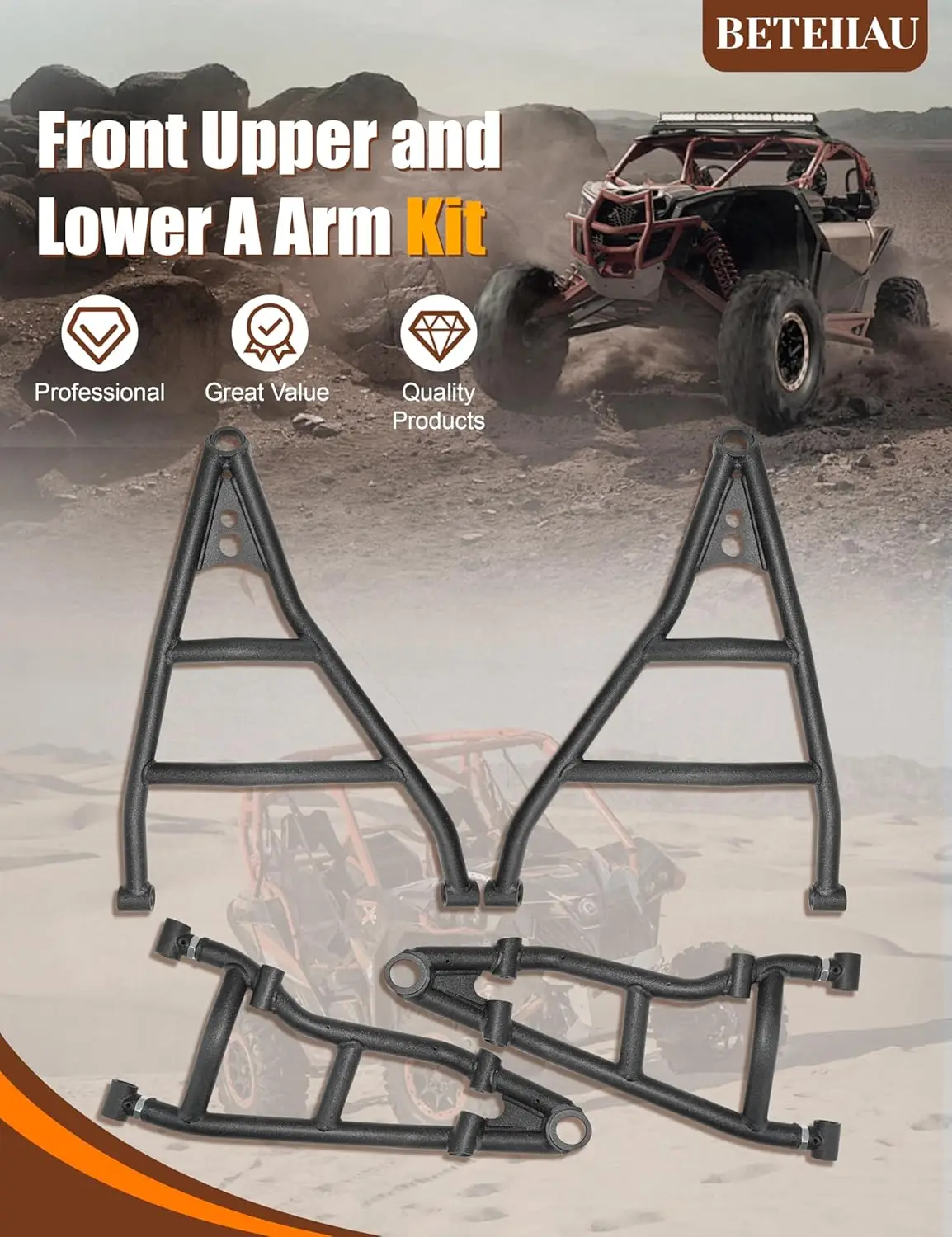High Clearance Front Upper & Lower A-Arms Kit for 2017–2025 Can-Am Maverick X3 (64