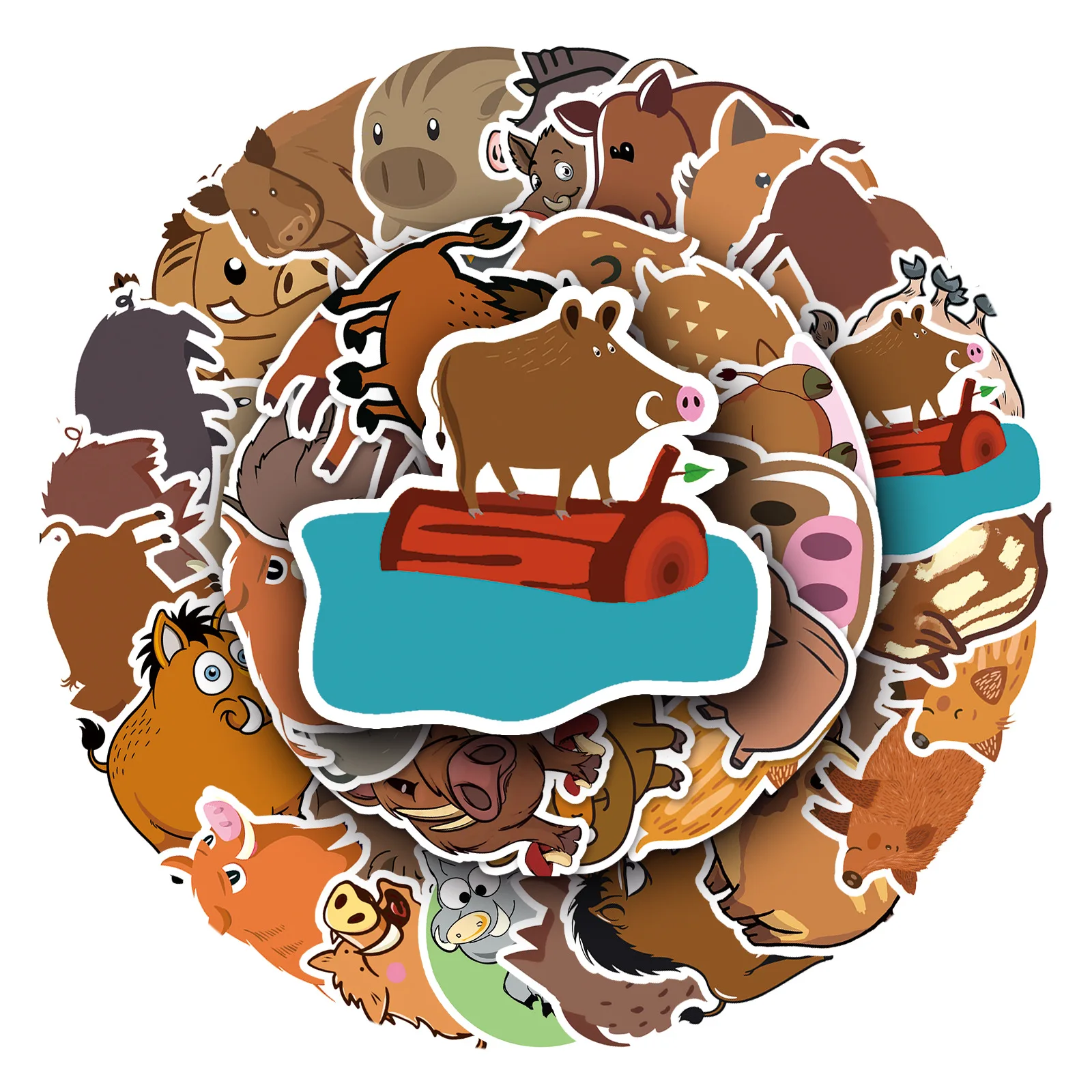 50 قطعة ملصقات الكرتون الخنزير البري لطيف الحيوان الكتابة على الجدران الاطفال اللعب الأمتعة المحمول الهاتف الغيتار سيارة الدراجة الشارات الديكور اللعب هدية