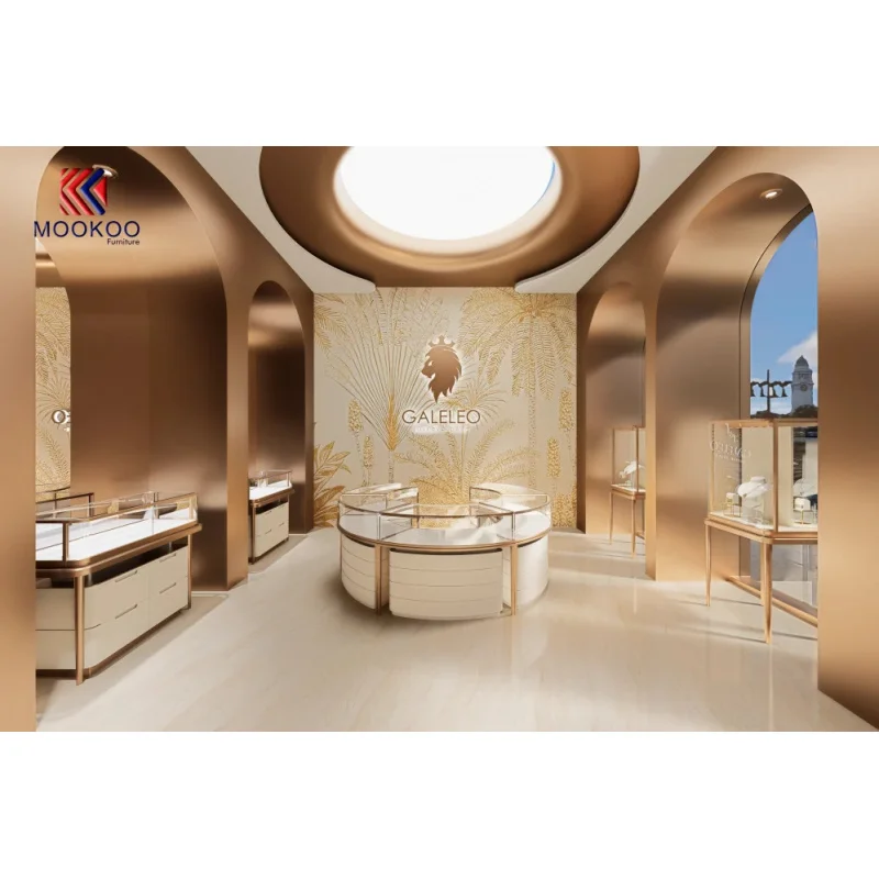 custom.3d Rendering Jewellery Shop Design High End Glass Jewelry Display Showcase