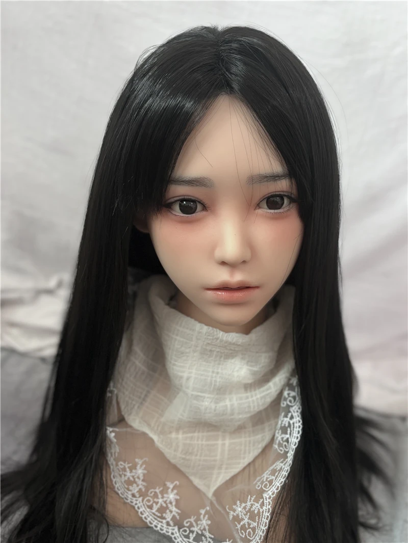 ROS Mouth Implanted Hair And Eyebrow Silicone Sexy Doll Head For Artificial Intelligence Dolls Oral Sexy Mens Masturbation