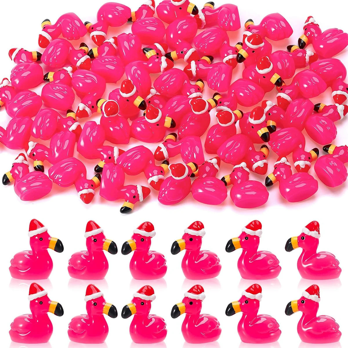 10/20 قطعة تمثال فلامنغو الوردي الساخن مع قبعة سانتا DIY بها بنفسك الجنية حديقة عيد الميلاد جودي حقيبة الحشو هدايا الحفلات #5