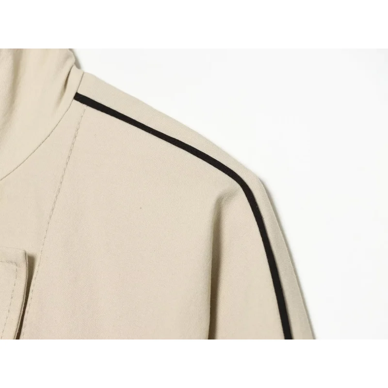 2026 Herbst Neue Damen Gestreifte Jacke im Designer-Stil mit Stehkragen, Langarm, Elastisch, Lässig, Schick, Minimalistisch, Oberbekleidung – Detail 11