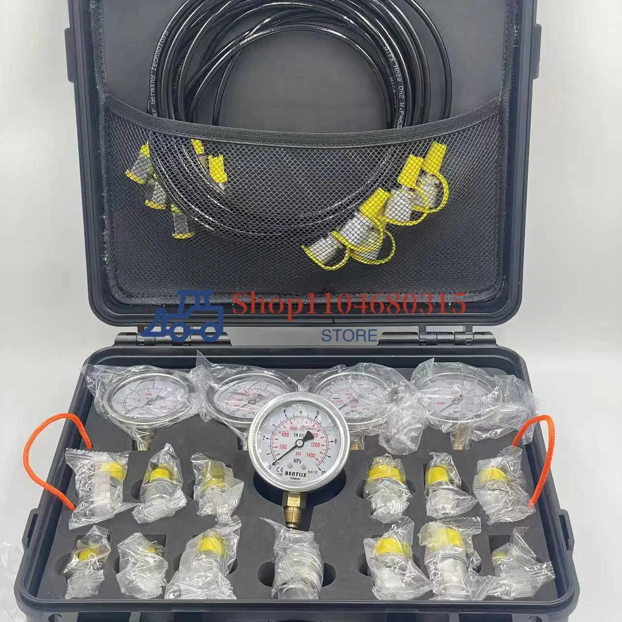 

SucceBuy Hydraulic Pressure Test Kit Excavator Hydraulic Test Gauge Set with Carrying Case for Excavator Tractors Machinery