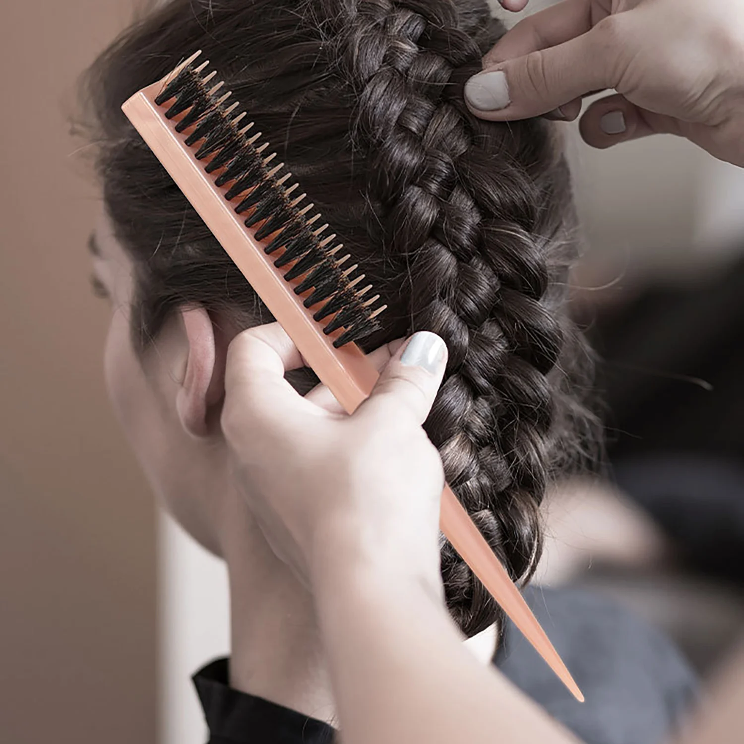 Soft Bristle Teasing Brush for Slick Back Hair, Backcombing, Smoothing Baby Hairs to Create Volume and Sleek Hairstyle