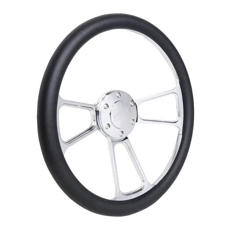 for 14 inch 355mm 6 Holes Microfiber Black Chrome Car Steering Wheel Cover Leather Wrap Volante