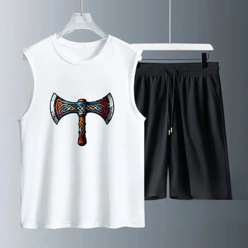 

Men's Tank top Sets Men's summer clothing drip clothing new men's sets Fashion Polyester Short Sleeve+ Shorts Breathable Summe