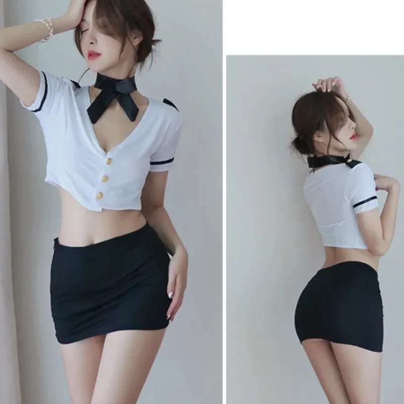 

Sexy Erotic lingerie Sailor policewoman flight attendant revealing breasts temptation uniform sexy lingerie erotic woman cosplay