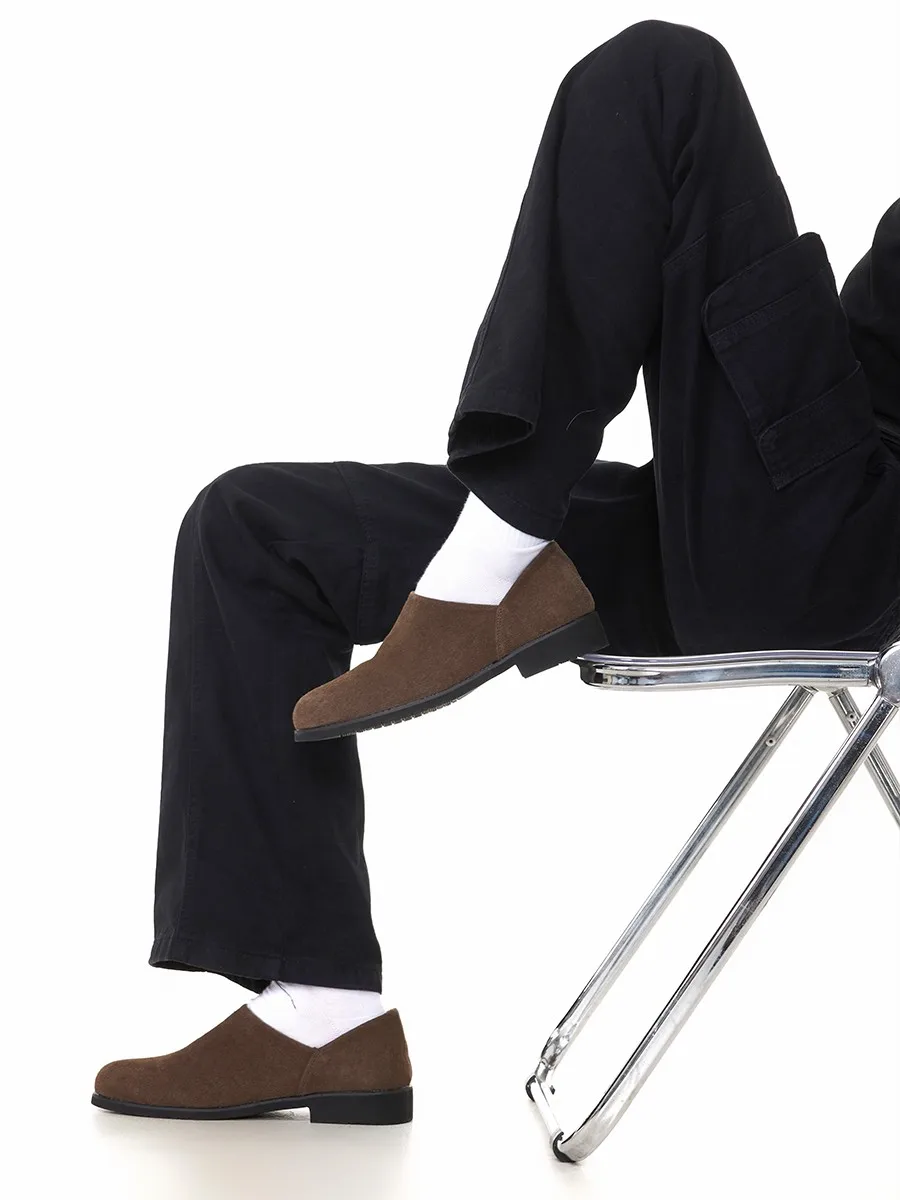 New leather men's shoes versatile for commuting slip in loafers lazy casual leather shoes trendy shiny and simple