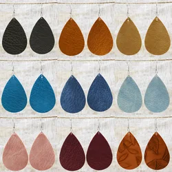 2024 Classic PU Leather Earrings For Women Multicolor Fashion Teardrop Earrings Vintage big Earrings