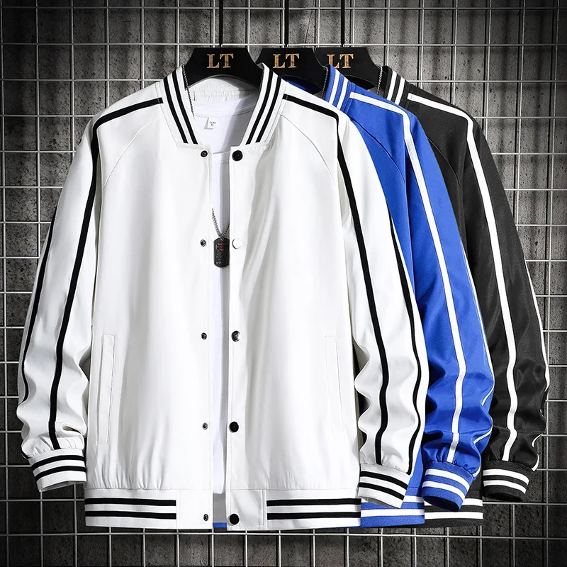 

Jackets For Men 2022 Autumn Letter Rib Sleeve Patchwork Single Breasted Casual Bomber Baseball Jacket Loose Cardigan Coat Homme