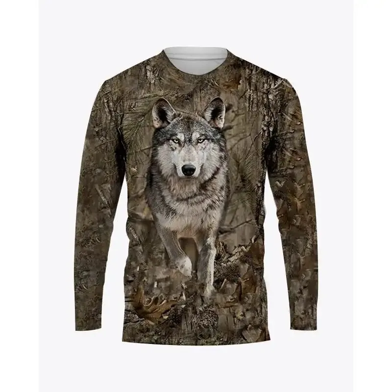 Camouflage Hunting Animals Print Summer Men/Women O-Neck T-shirt Casual Long Sleeve Oversized Pullover Fashion Graphic T Shirts