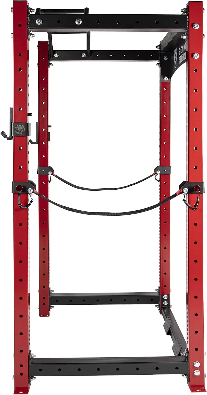 Fitness 1.000 libras de capacidade 3" x 3" Power Cage Power Rack Suporte para agachamento, inclui ganchos em J e braços de segurança, Opti