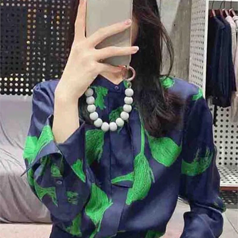 

Retro Printed Young-Looking Western Style Niche Shirt Women's Unique Chic Top Slimming