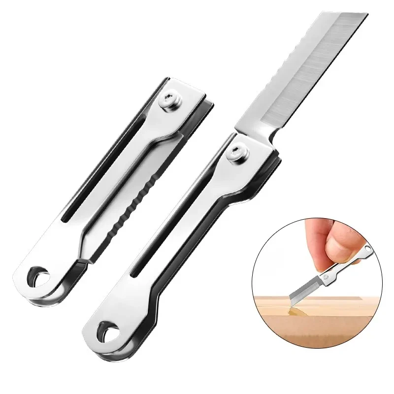 Stainless Steel Square Head Mini Folding Knife Sharp Easy To Carry Express Delivery Unpacking Keychain Portable Pocket Knife