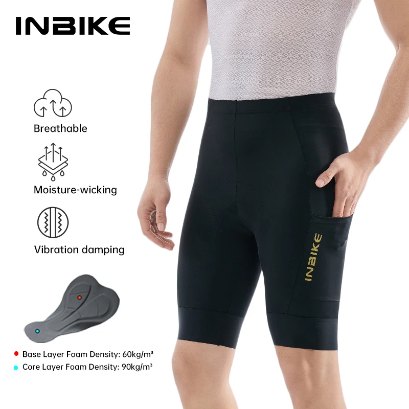 INBIKE Men's Cycling Shorts Bike Shorts Cycling Duration 6 Hour Padded Road Bike Biking Pants Bicycle Tights With Side Pockets