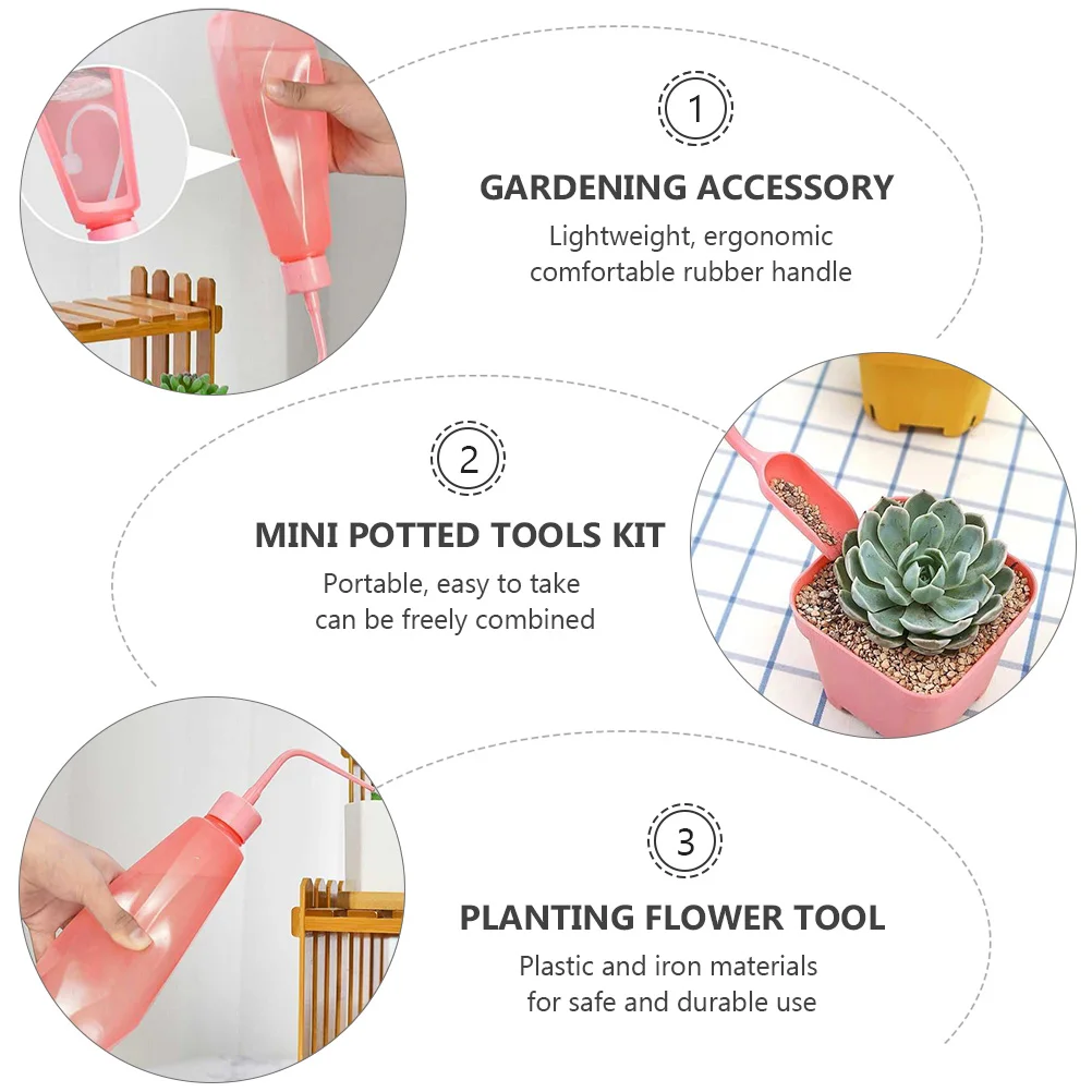 

Plastic Iron Planting Tool Kit Pink Succulent H Tools Bonsai Garden Lawn Yard Lightweight Rubber H Portable Gardening