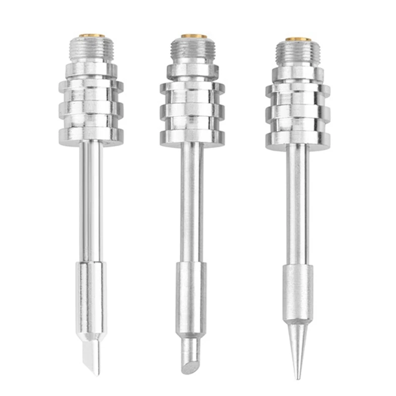 T61C_3Pcs 30W Ferro de solda 510 Interface Ponta de ferro de solda prata